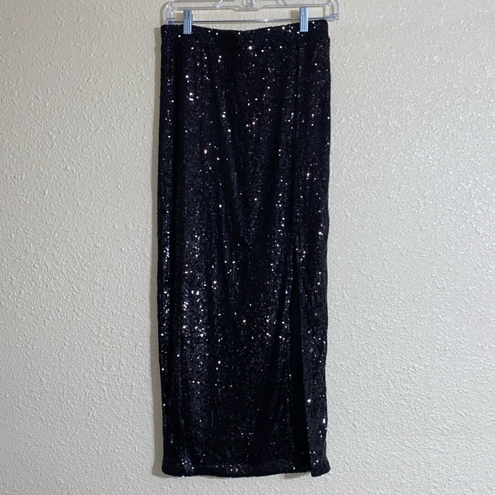 RACHEL Rachel Roy Black Sequin Midi Skirt NWT Size S